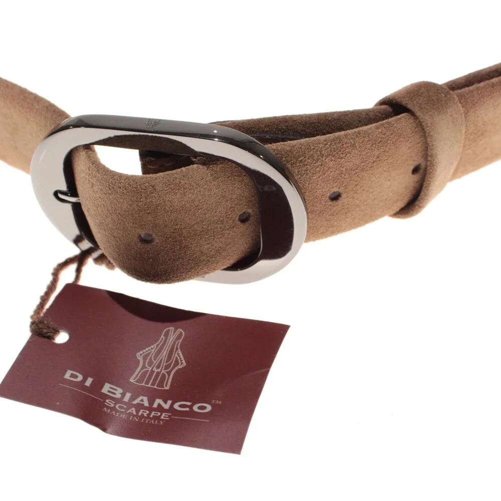 Di Bianco NWT Cut to Size Dress Belt In Solid Brown Suede Leather One Size